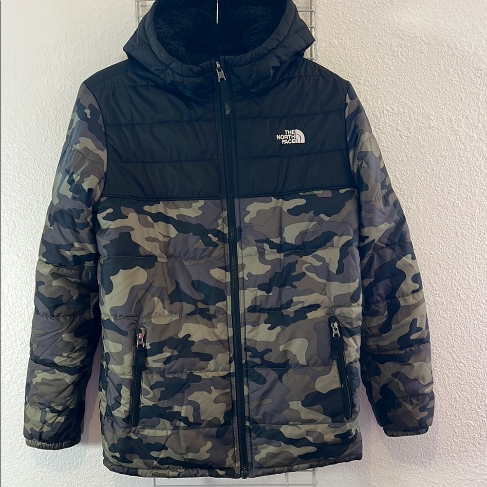 The North Face Black and Camouflage Reversible Hooded Jacket